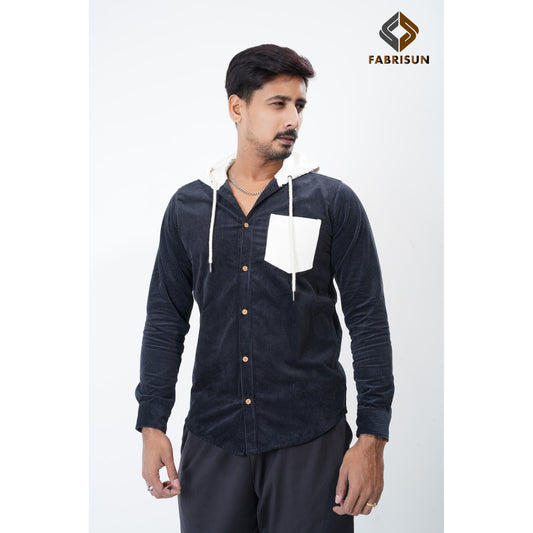 Luxury Full Sleeve Cord Hoodie - Black