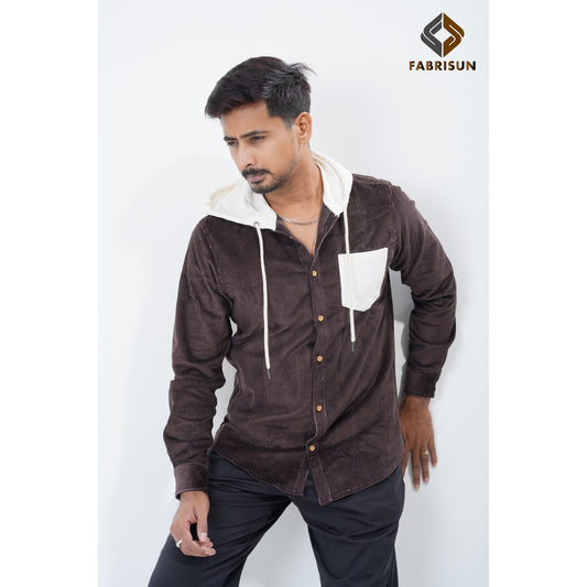 Luxury Full Sleeve Cord Hoodie - Dark Chocolate