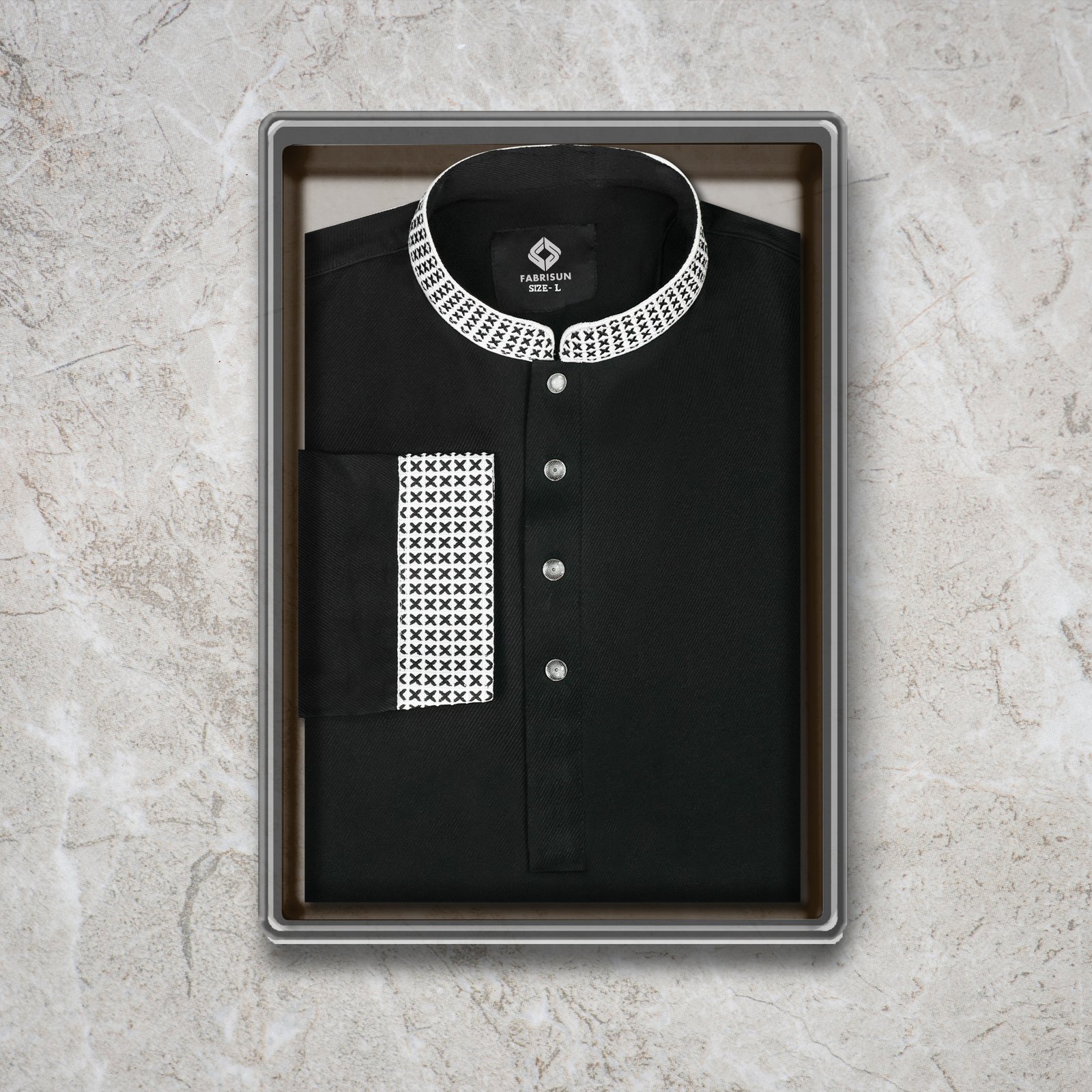 box-view-3 Classic Black Panjabi - Image 1